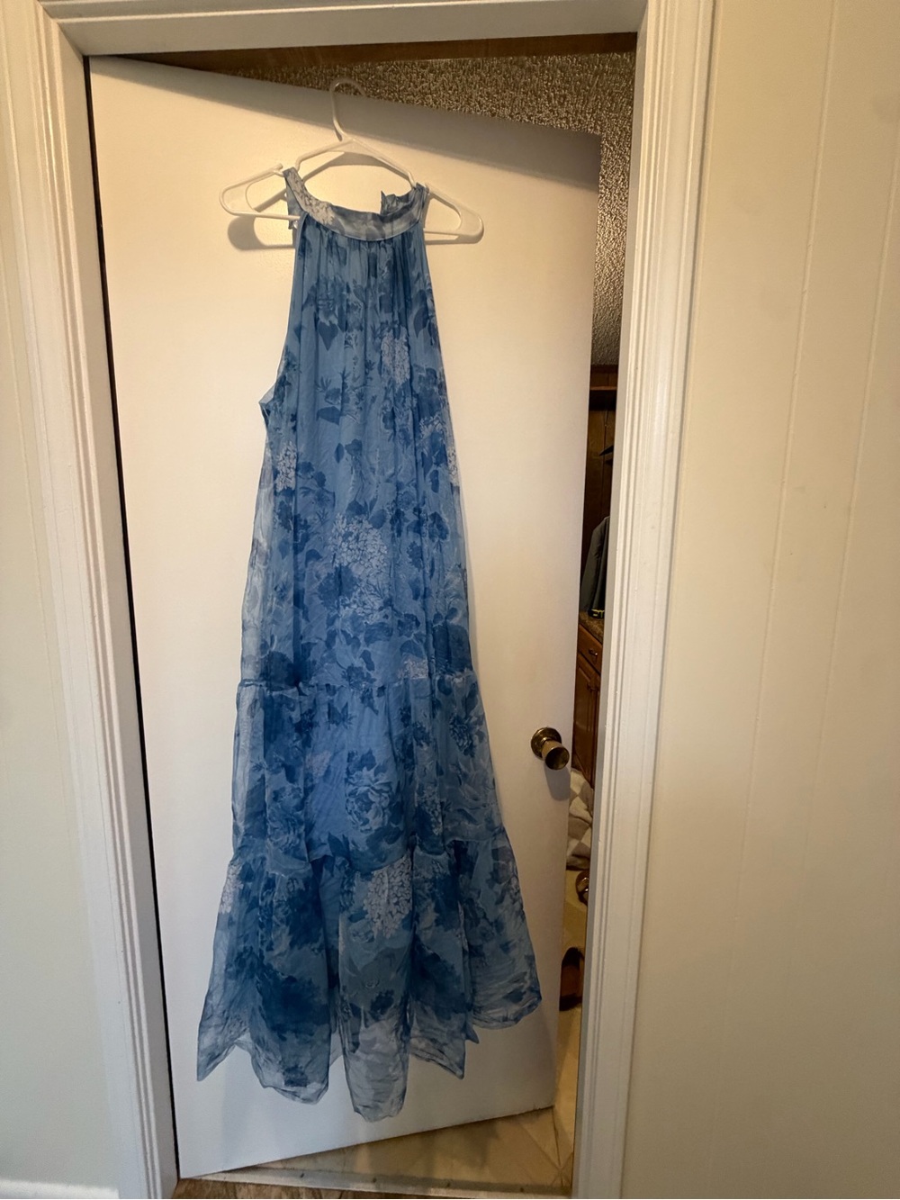 Amazon Blue Floral Halter Maxi Dress